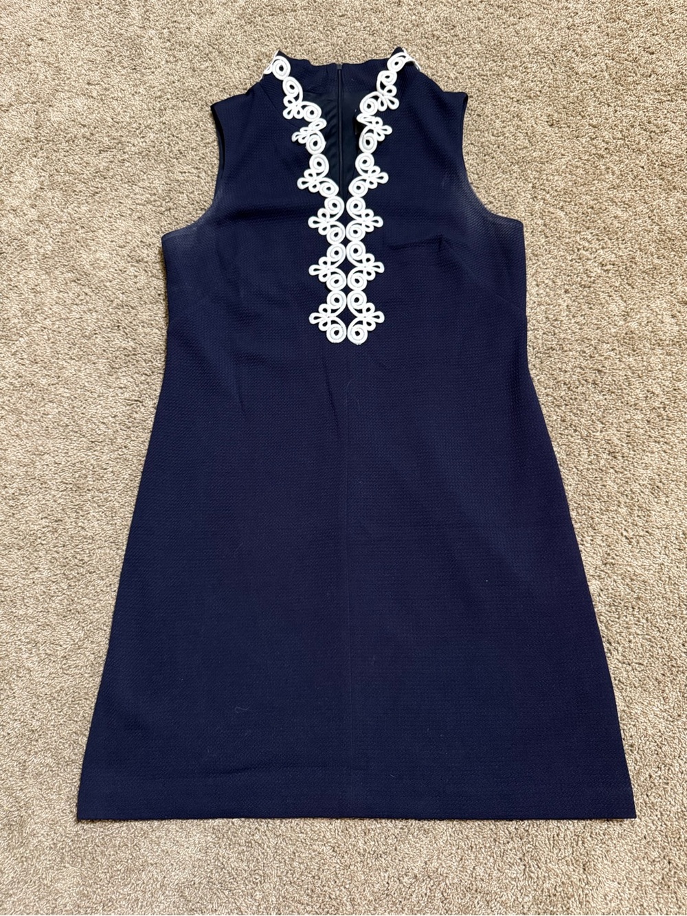 Vince Camuto Navy Midi Dress with White Trim